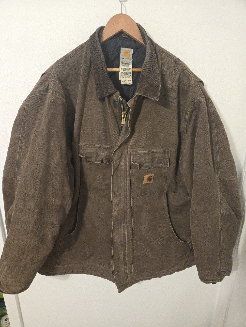Vintage Carhartt Jacket Work Coat Brown Quilted Mens XXXL C26 Brown Canvas 3XL